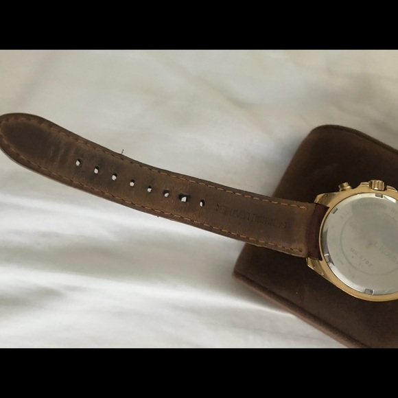 MICHAEL KORS CHRONO GOLD WATCH LEATHER STRAP $225 - Picture 8 of 8